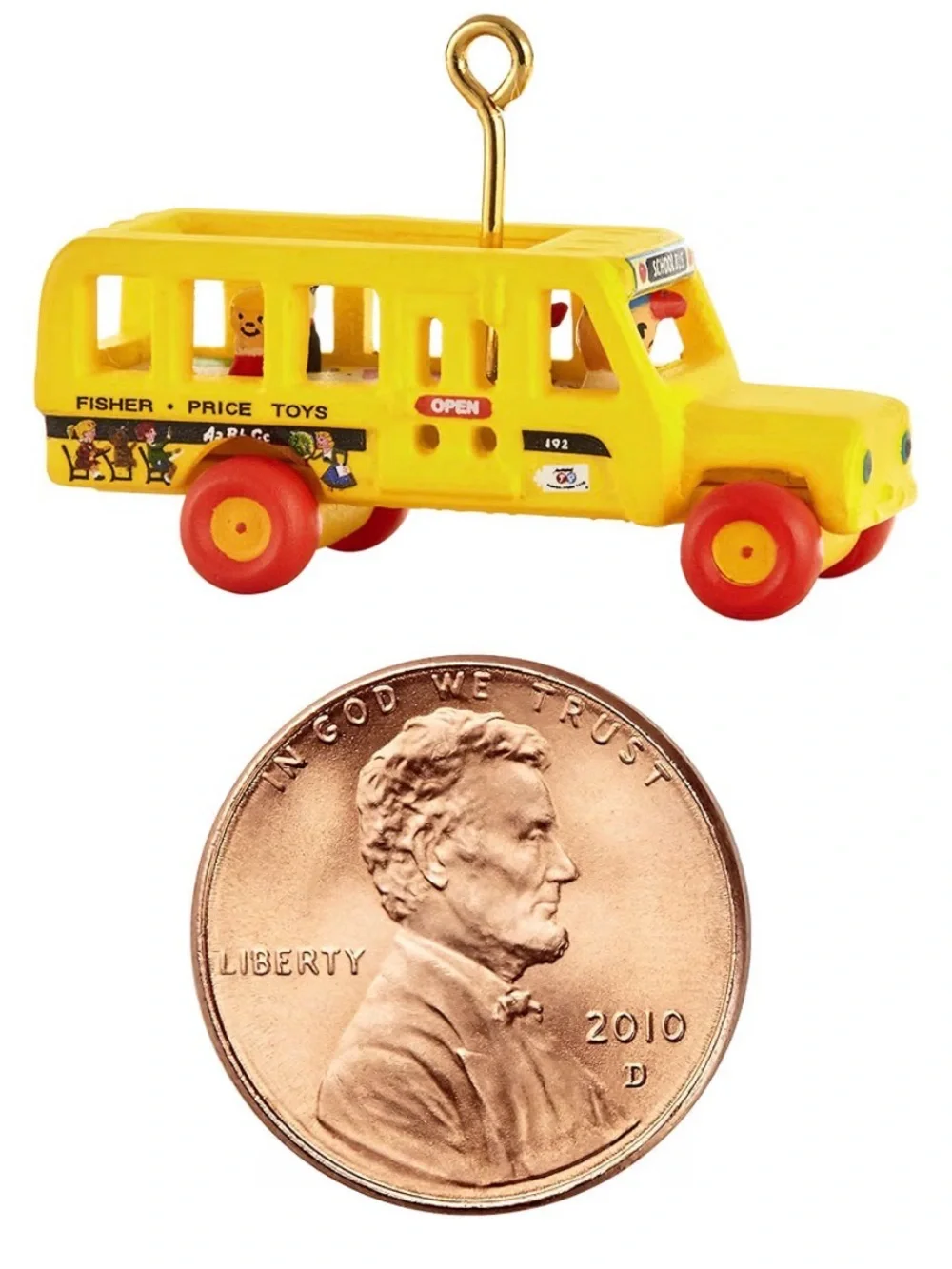 NIB Hallmark Fisher-Price Little People Yellow School Bus Tree Ornament